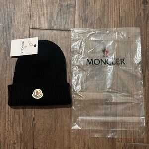 Moncler Black Knit Beanie with Logo